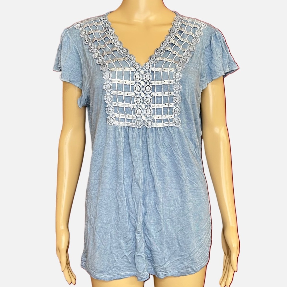 One World Embroidered Rhinestone Top Size PXL